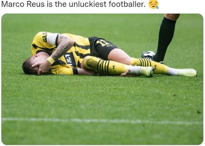 Ekspresi Marco Reus saat mengalami cedera dengan Borussia Dortmund.