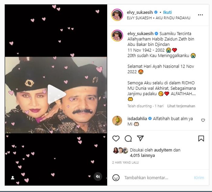Elvy Sukaesih kenang sosok suami tercintanya di hari ayah.