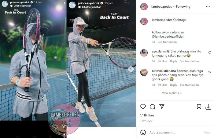 Syahrini OOTD olah raga malam-malam
