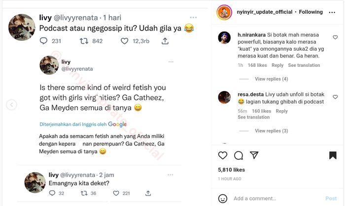 Livy Renata diduga tuding Deddy Corbuzier punya fetish aneh