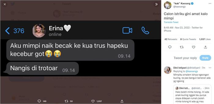 Kaesang Pangarep unggah isi chat dari Erina Gudono.