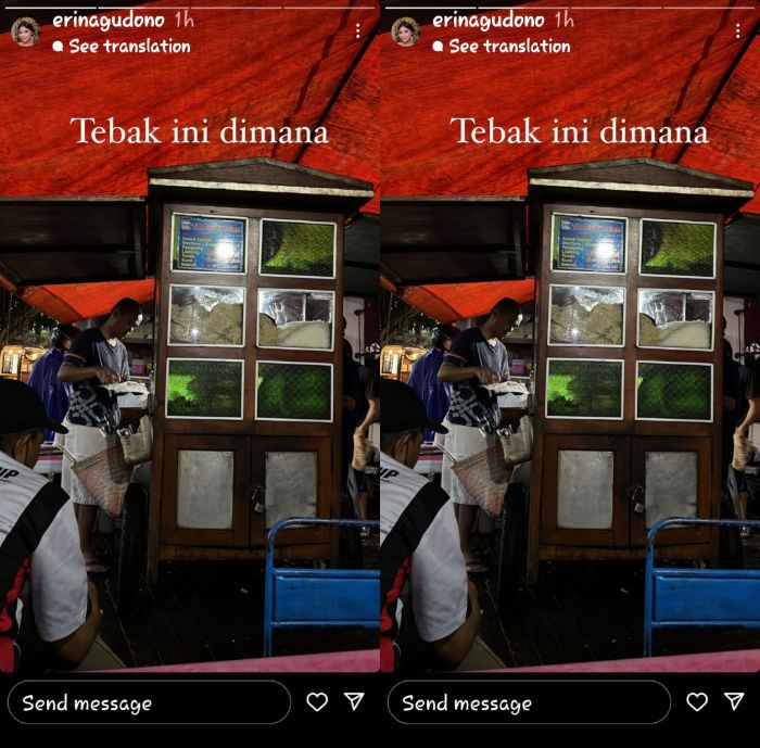 Erina Gudono sedang membungkus makan di angkringan