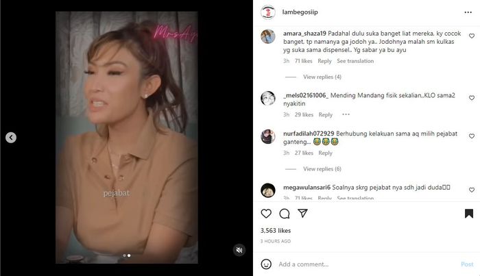 Ayu Dewi  lebih pilih pejabta, netizen singgung mantan