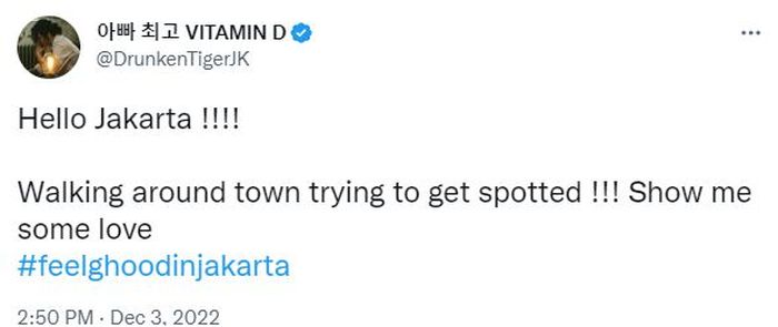 Cuitan Tiger JK yang mengaku sedang berada di Jakarta