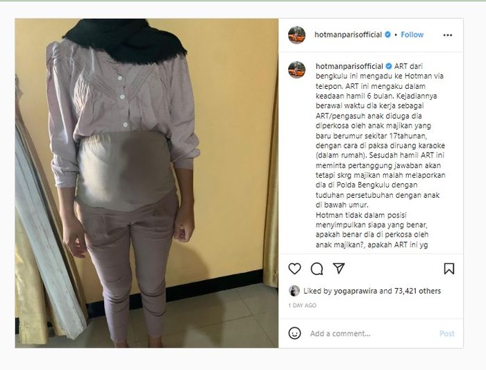 ART di Bengkulu lapor pada Hotman Paris telah dihamili anak majikan