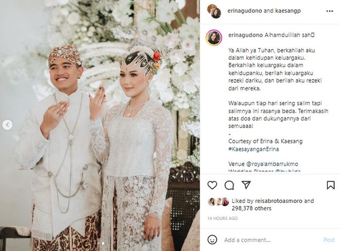 Unggahan Erina Gudono