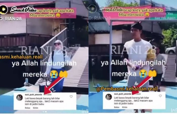 Lesti Kejora bawa tas tiga, sementara Rizky Billar tak membawa satu pun tas