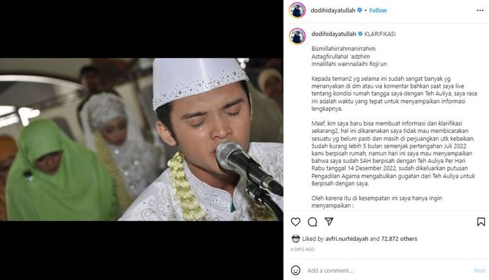 Klarifikasi Dodi Hidayatullah, rekan satu grup Rey Mbayang soal perceraiannya