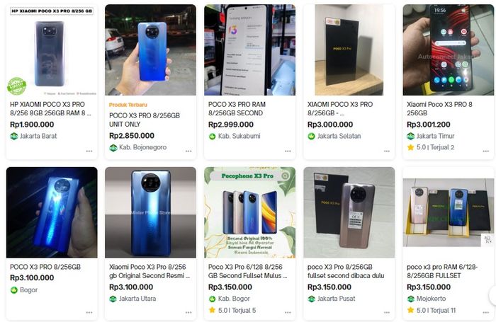 Harga POCO X3 Pro II 8 / 256GB di Tokopedia