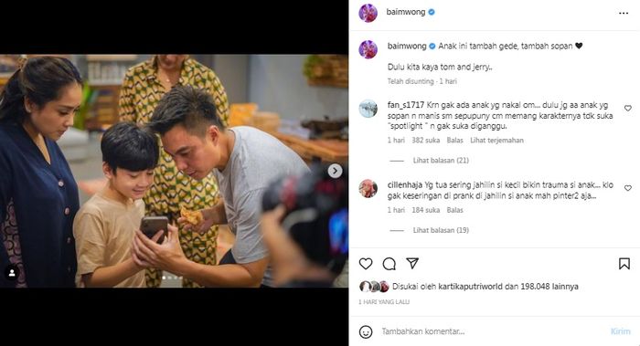 Baim Wong akur dengan Rafathar