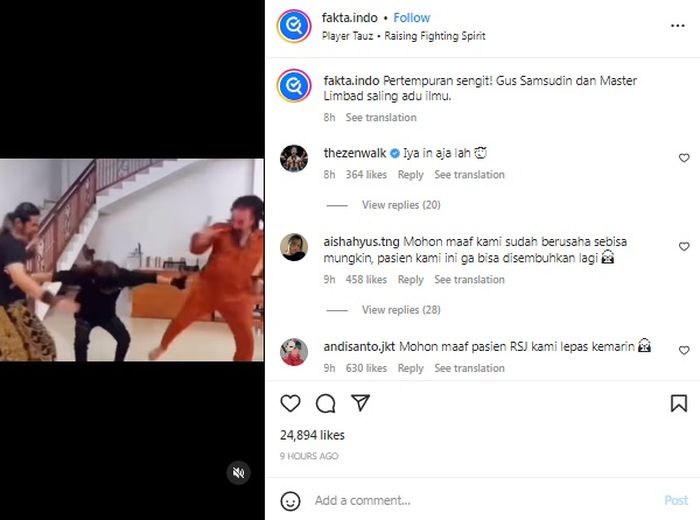 Limbad dan Gus Samsudin bikin ngakak gegara adu ilmu tenaga dalam