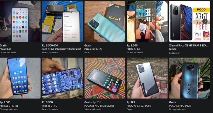 Harga HP II POCO X3 GT 8/128 di Facebook Marketplace