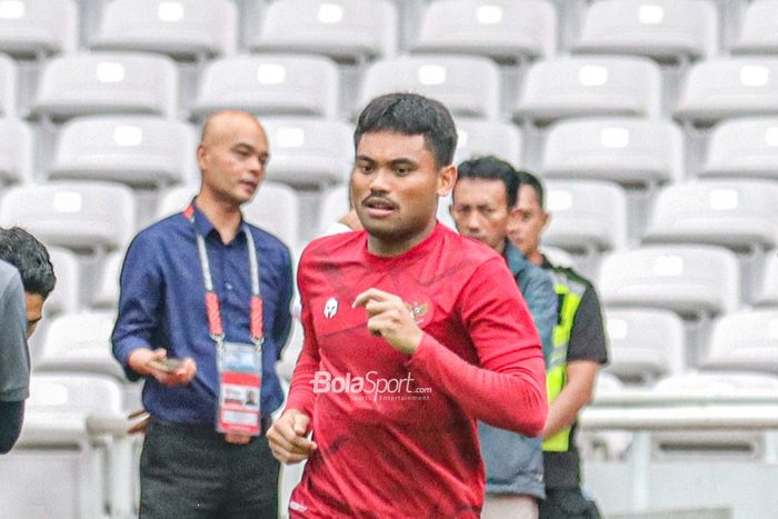 Pemain sayap kiri timnas Indonesia, Saddil Ramdani, saat hadir dalam sesi latihan di Stadion Gelora Bung Karno, Senayan, Jakarta, 28 Desember 2022.