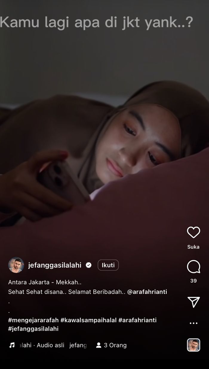 Unggahan Jefangga Silalahi yang ingin nikahi Arafah Rianti.