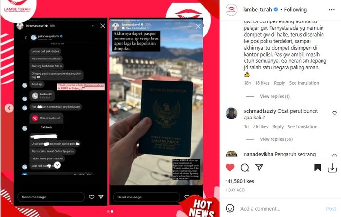 Syahrini diketahui menolong Verrel Baramasta yang kecopetan di Jepang.