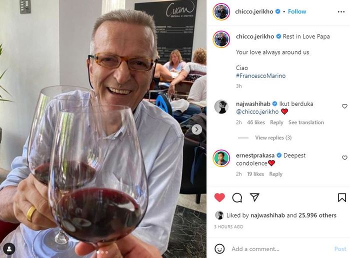 Ayah mertua Chicco Jerikho meninggal dunia