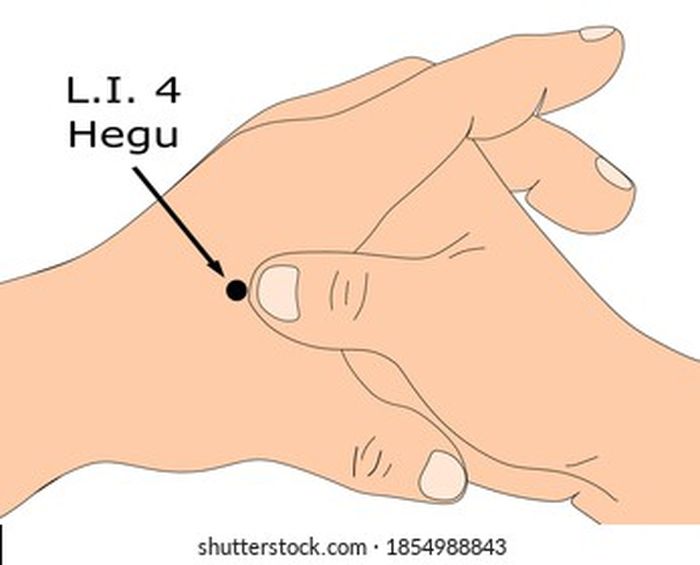 Titik Hegu, salah satu titik pijat tangan untuk demam pada anak, stres, hidung mampet, sakit gigi, agar bisa kentut, nyeri ulu hati, maag, flu, sinus, pusing, sakit gigi geraham bawah, tangan terkilir, ibu hamil masuk angin, dan sakit kepala.