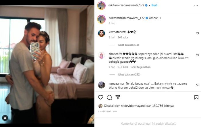 Unggahan foto panas Nikita Mirzani dengan Antonio Dedola
 