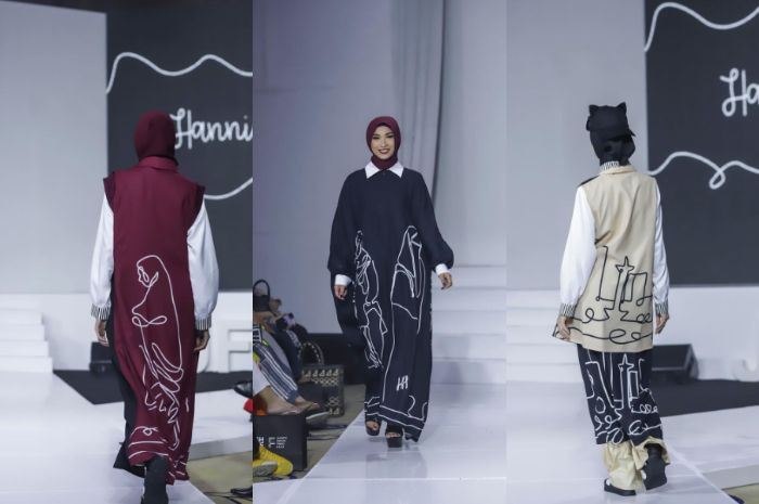 Koleksi One Line Art karya desainer Hannie Hananto yang jadi pembuka Jakarta Fashion Trend 2023