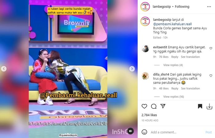 Bunda Corla mencium pipi Ayu Ting Ting