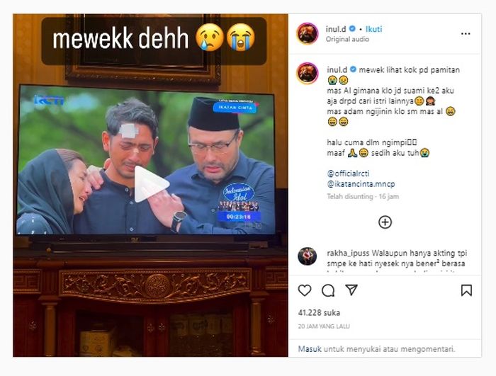 Inul Daratista ikut sedih karena Andin Ikatan Cinta meninggal dunia.