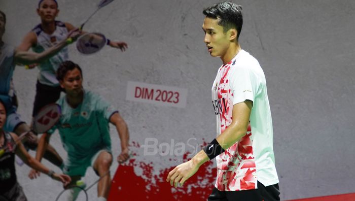 Tunggal putra Indonesia, Jonatan Christie ketika tampil pada babak pertama Indonesia Masters 2023, Rabu (25/1/2023)