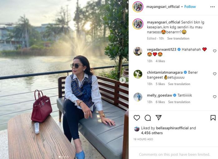 Unggahan Mayangsari yang ingin sendiri
