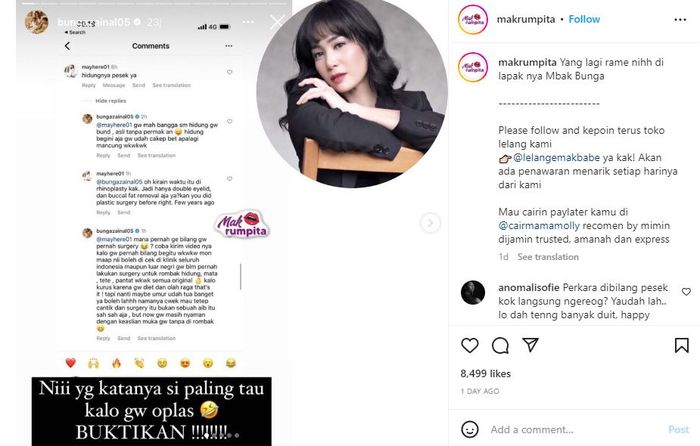 Bunga Zainal mencak-mencak gegara kena body shaming netizen