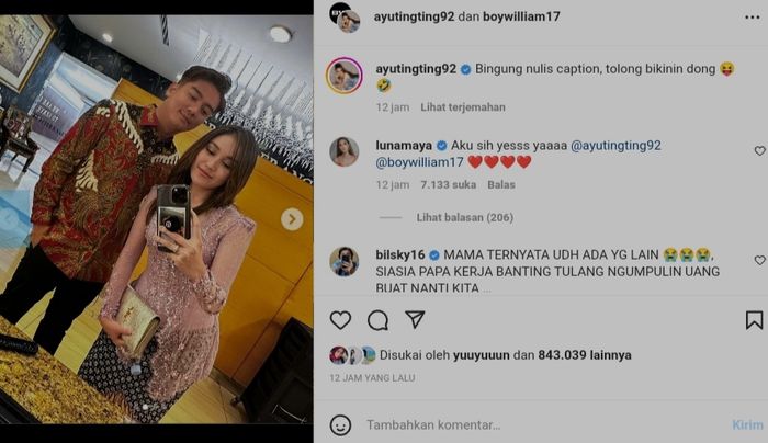 Ayu Ting Ting dan Boy William saat hadir saat pernikahan Kiky Saputri