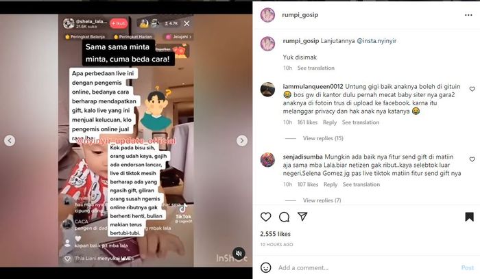 Mbak Lala ditduing jual kelucuan Rayyzanza saat live demi dapat gift