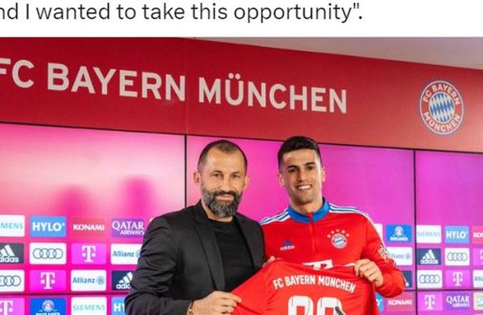 Joao Cancelo resmi bergabung dengan status pinjaman ke Bayern Muenchen dari Manchester City pada bursa transfer musim dingin 2023.