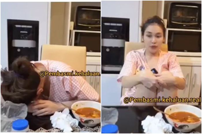 Momen kocak Ayu Ting Ting saat kepedasan