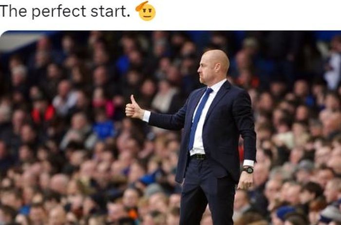 Ekspresi pelatih Everton, Sean Dyche, dalam laga Liga Inggris kontra Arsenal di Stadion Goodison Park, Sabtu (4/2/2023).