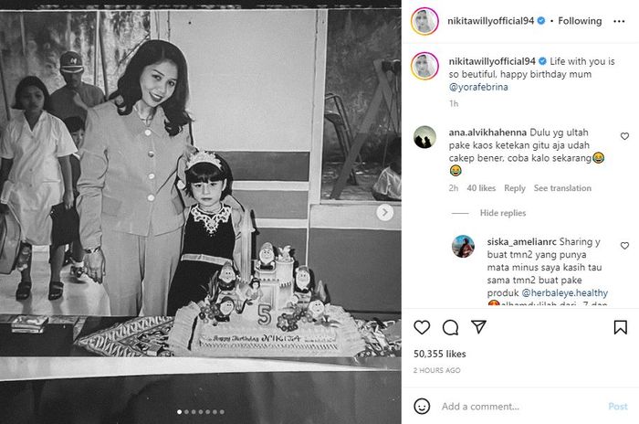 Ucapkan selamat ulang tahun untuk sang ibu, Nikita Willy unggah foto jadulnya