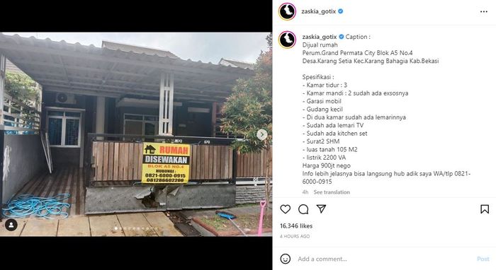 Dulu Diterpa Isu Suami Selingkuh, Zaskia Gotik Mendadak Jual Rumah hingga  Bikin Netizen Kaget, Bangkrut?