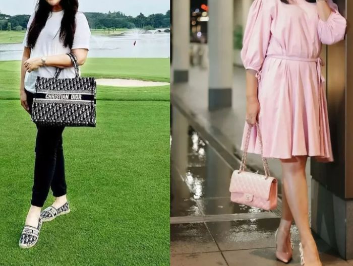 Gaya Ernie Meike Torondek Istri Pejabat Pajak Rafael Tri Sambodo dengan fashion item branded