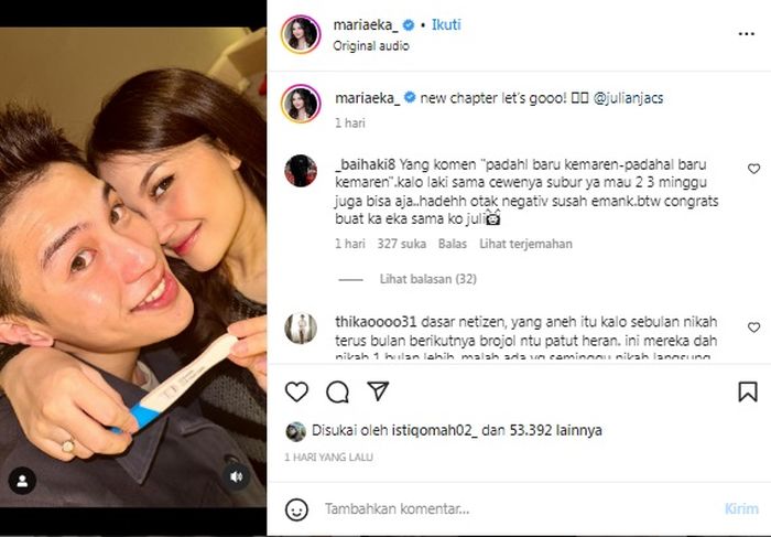 Mirriam Eka umumkan kehamilan anak pertama dengan Julian Jacob