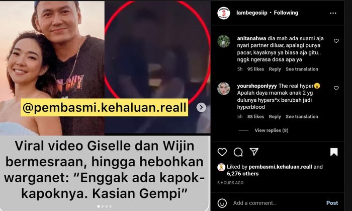 Viral video mesra Gisella dan Wijin yang diduga diambil saat Gisel masih pacaran dengan Rino Soedarjo