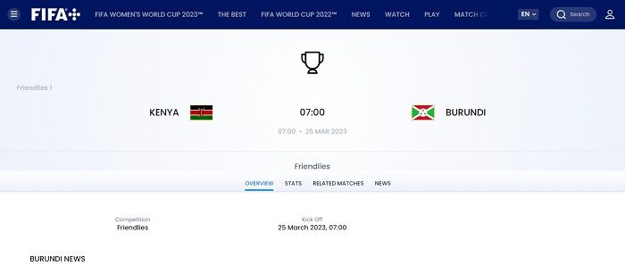 Jadwal Burundi di laman resmi FIFA, bukan Indonesia tapi Kenya.