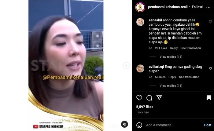 Gisel saat diwawancara