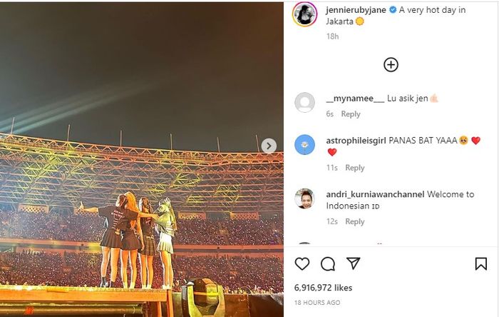 Unggahan Jennie BLACKPINK.