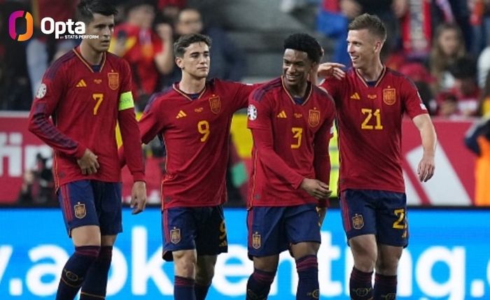 Timnas Spanyol menghancurkan timnas Norwegia di Kualifikasi Euro 2024 pada 25 Maret 2023.