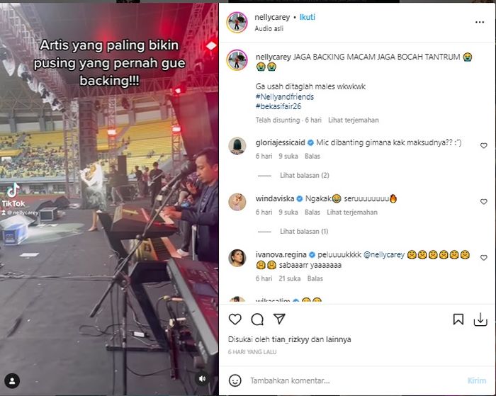 Backing vocal Nelly Carey ungkap kekecewaannya pada Pinkan Mambo
