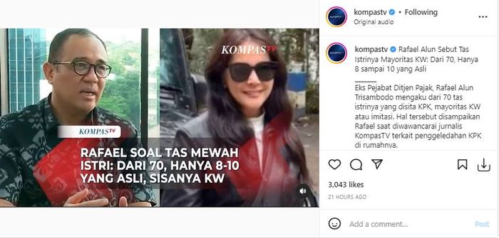 Rafael Alun Trisambodo sebut semua tas istrinya KW