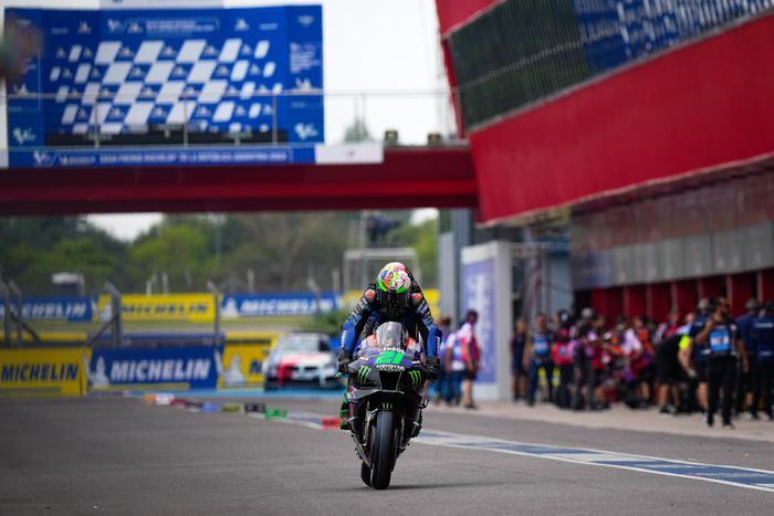 Pembalap Monster Energy Yamaha, Franco Morbidelli, saat tampil pada MotoGP Argentina 2023, Minggu (2/4/2023)