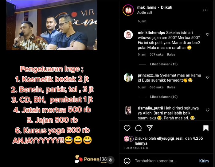 Pengeluaran Inge Anugrah dirinci Ari Wibowo