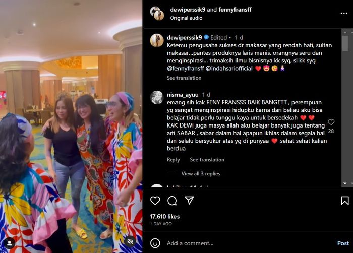 Dewi Perssik memuji sosok Fenny Frans, Sultan Makassar yang tengah viral