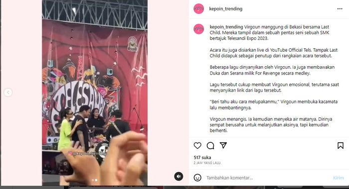 Widi Vierratale naik ke atas panggung tenangkan Virgoun.