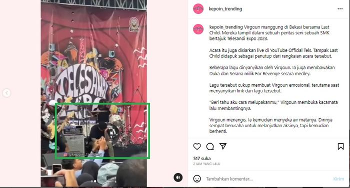 Virgoun menangis usai banting kaca mata saat manggung.
