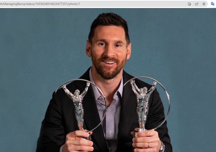 Lionel Messi saat memenangkan Laureus World Sports Award for Sportsman of the Year 2023.